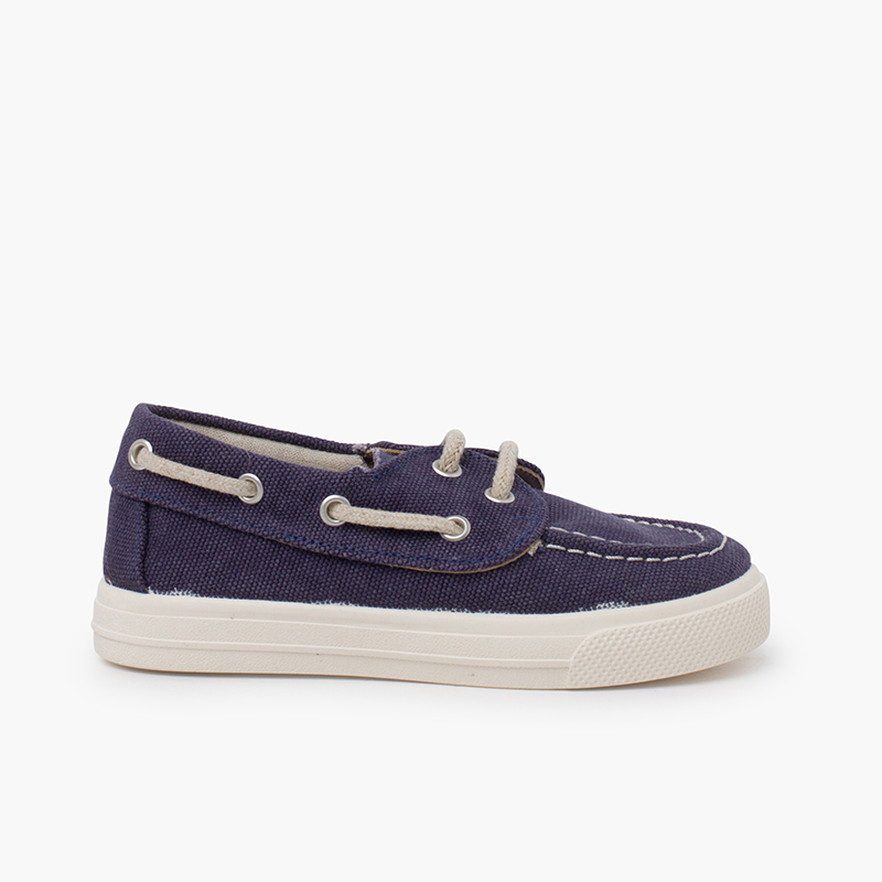 Sapatos de Vela verão crianças lona orgânica Azul Marinho