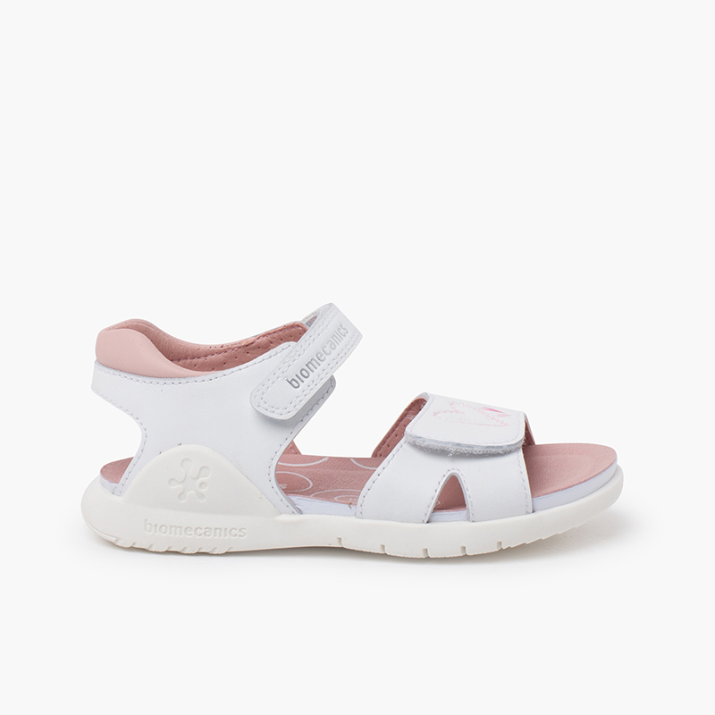 Sandálias menina corações tira aderente Branco