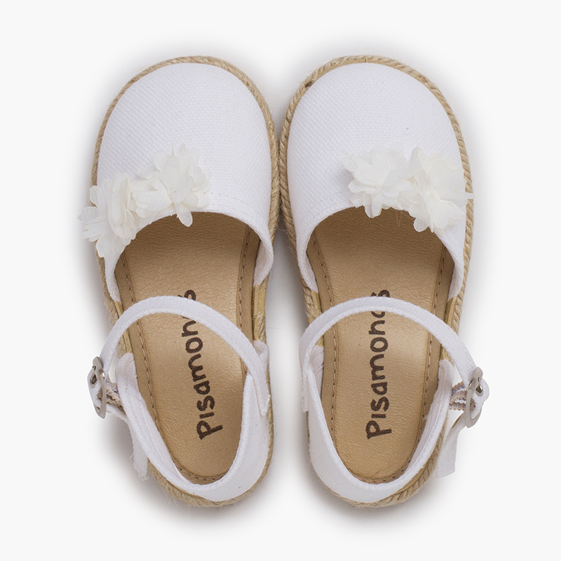 Alpercatas cerimónia flores organza Branco