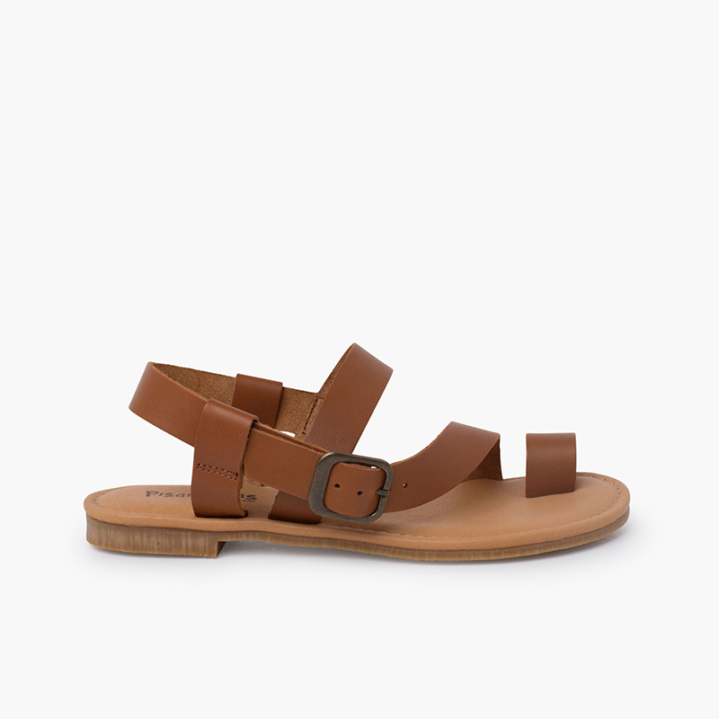 Sandálias gladiador napa fivela Couro