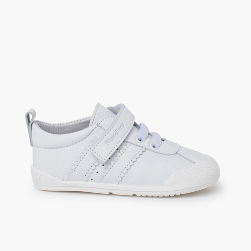 Sapatilhas Blanditos riscas brancas tira aderente Branco