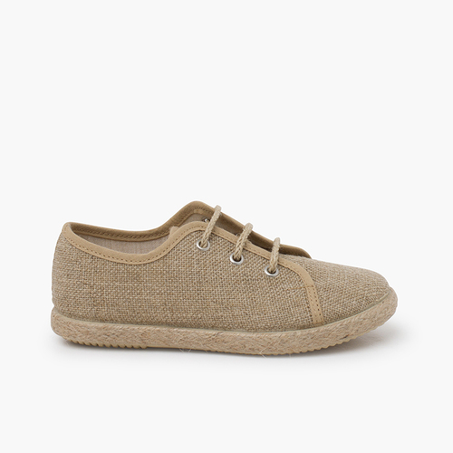 Bluchers crianças linho atacadores juta Natural