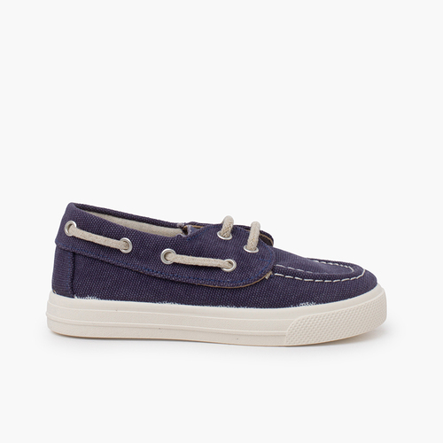 Sapatos de Vela verão crianças lona orgânica Azul Marinho