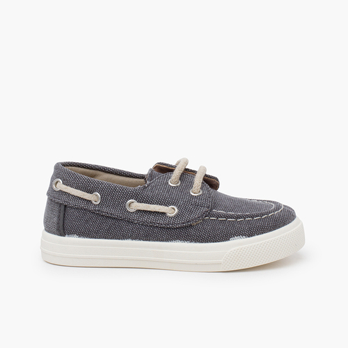 Sapatos de Vela verão crianças lona orgânica gris azulado
