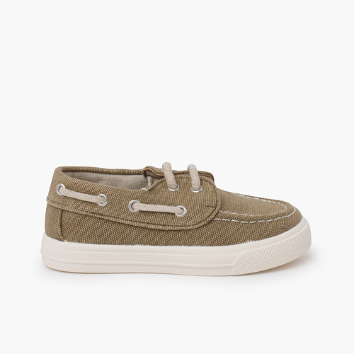 Sapatos de Vela verão crianças lona orgânica Caqui