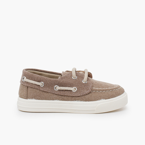 Sapatos de Vela verão crianças lona orgânica Tostado