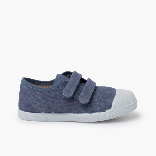 Sapatilhas maleáveis lona eco tira aderente Azul Jeans