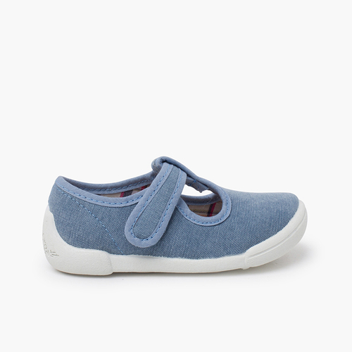 Pepitos barefoot tira aderente sola branca Azul