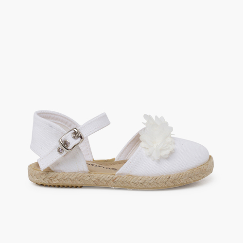 Alpercatas cerimónia flores organza Branco