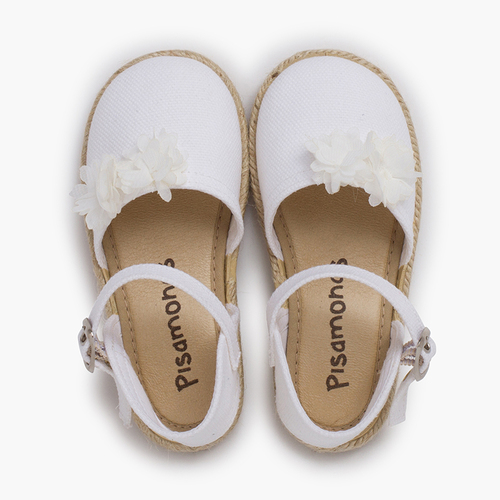 Alpercatas cerimónia flores organza Branco