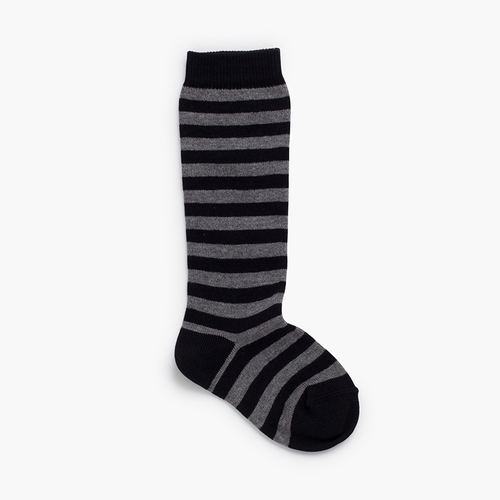 Meias altas riscas bicolores Preto