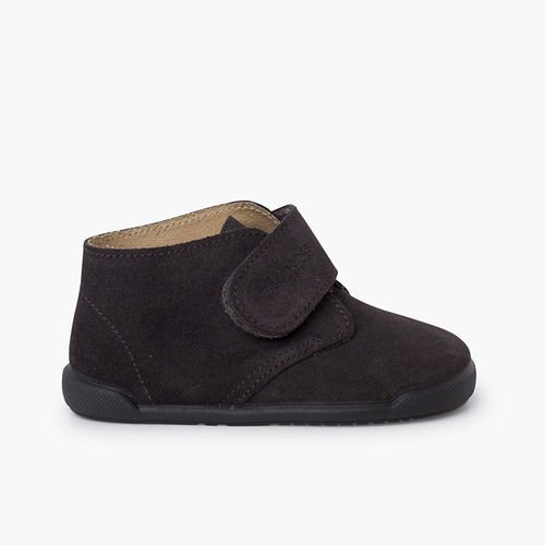 Botas barefoot camurça fecho aderente Cinzento