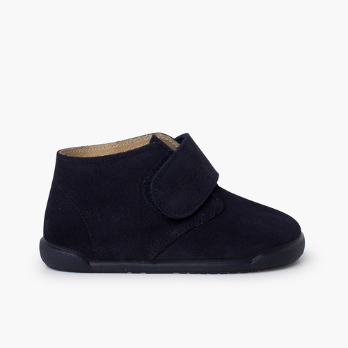 Botas barefoot camurça fecho aderente Azul Marinho