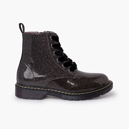 Botas motard glitter atacadores de veludo Cinzento