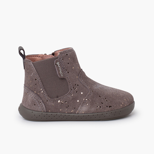 Botim minimalista glitter elástico lateral Cinzento