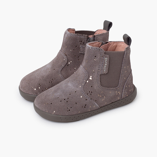 Botim minimalista glitter elástico lateral Cinzento