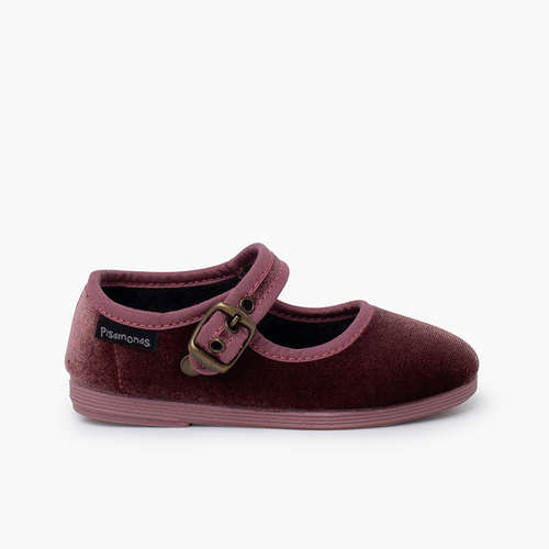 Merceditas veludo fivela ouro velho Rosa Velho