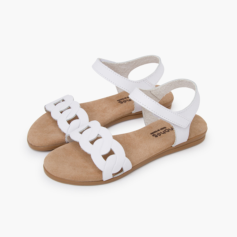 Sandálias pele elos tira aderente Branco