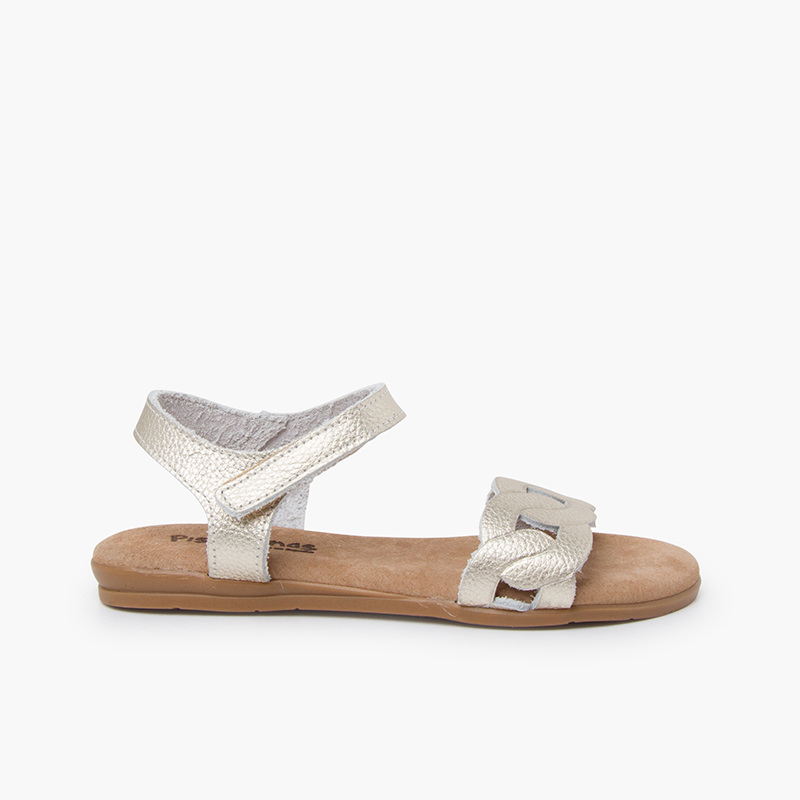 Sandálias pele elos tira aderente Champanhe