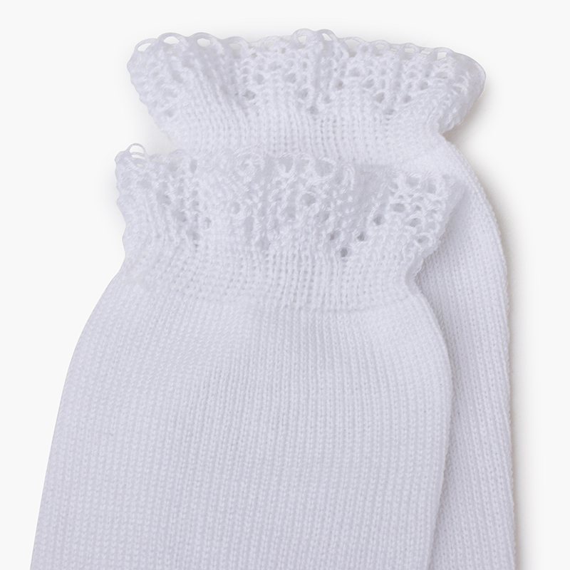 Meias altas punho rendado Branco