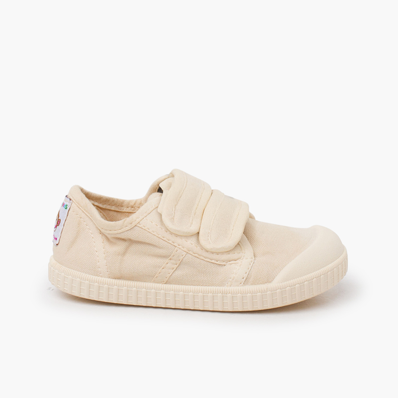 Sapatilhas lona barefoot wide sola ao tom Marfim