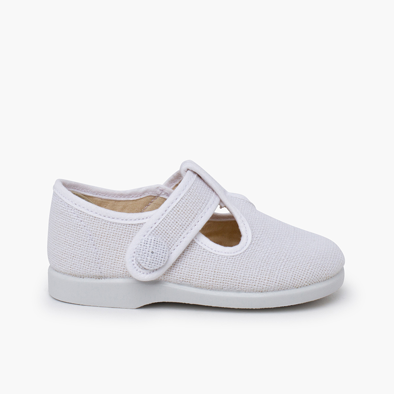 Pepitos linho fecho aderente botão Branco