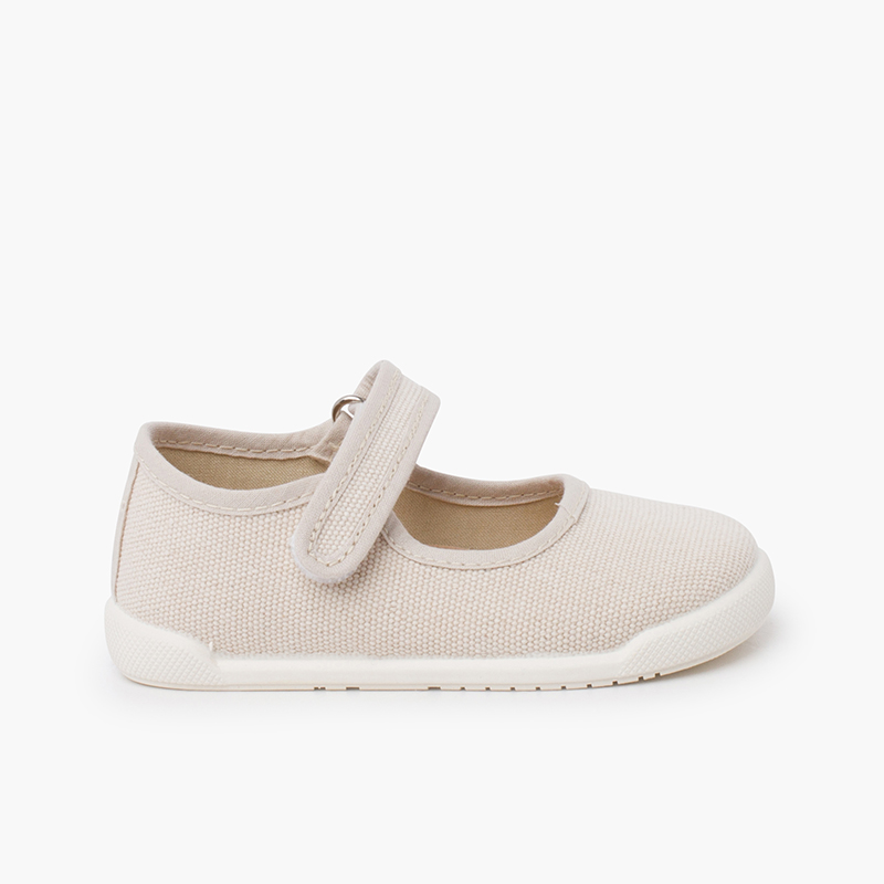 Merceditas barefoot lona canvas tira aderente Cru