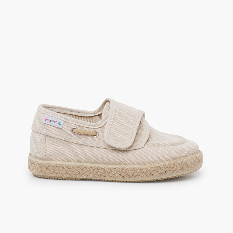 Sapatos de vela lona rústica efeito lavado Cru