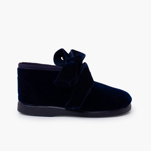 Botas criança veludo laço Azul Marinho