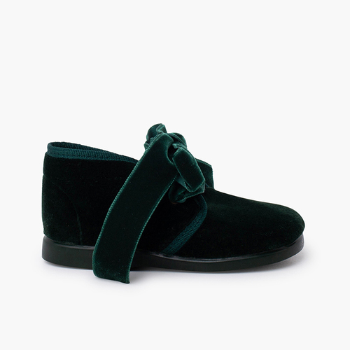 Botas criança veludo laço Verde