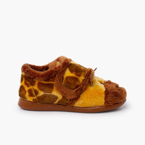 Pantufas pelinho girafa Marrom e Amarelo