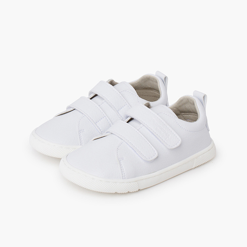 Sapatilhas barefoot escolares dupla tira aderente Branco