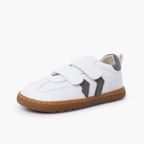 Sapatilhas barefoot crianças riscas laterais Cinzento