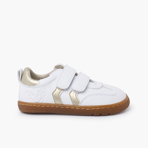 Sapatilhas Barefoot riscas laterais metalizadas Ouro