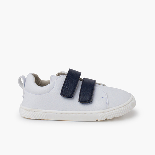 Sapatilhas barefoot tiras aderentes intercambiáveis Branco e Azul Marinho