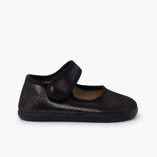 Merceditas barefoot brilho tira aderente Preto