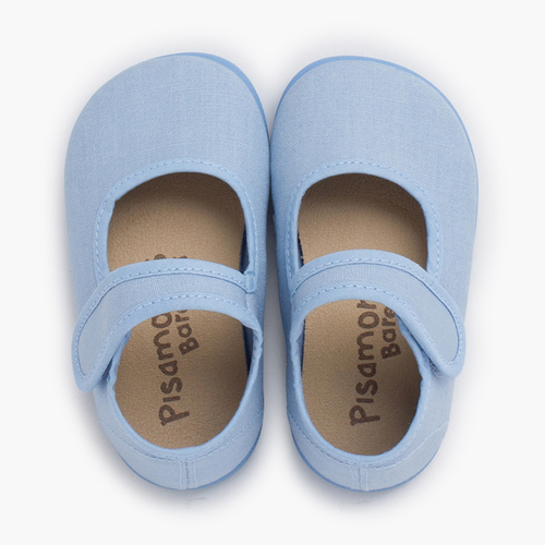 Merceditas barefoot lona fecho largo Azul Céu