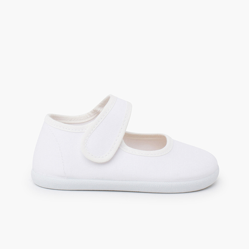 Merceditas barefoot lona fecho largo Branco