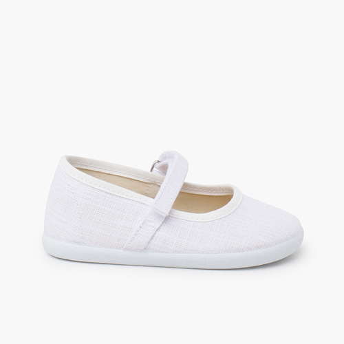 Merceditas barefoot linho leve fecho aderente Branco