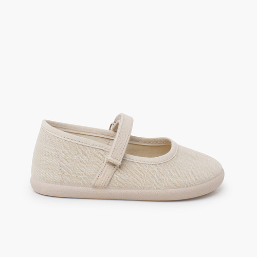 Merceditas barefoot linho leve fecho aderente Cru