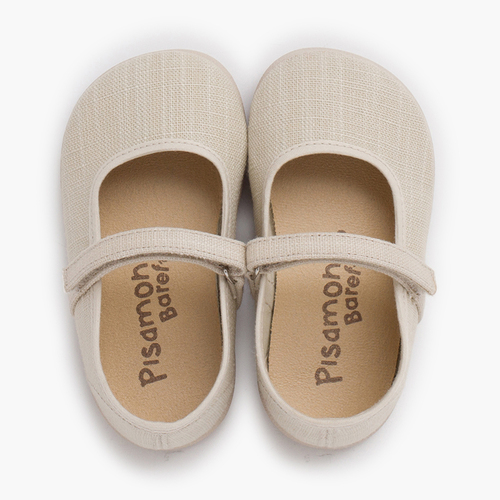 Merceditas barefoot linho leve fecho aderente Cru