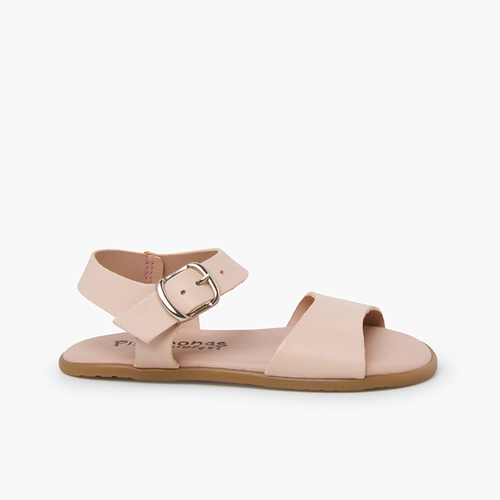 Sandálias barefoot lisas fivela Rosa Nude