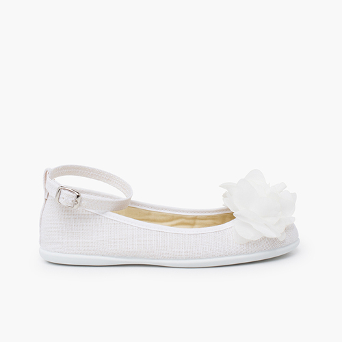 Sabrinas linho Gilda detalhe flor gaze Branco