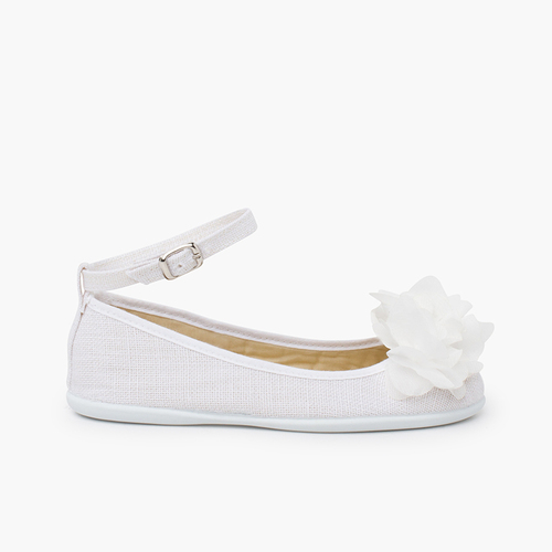 Sabrinas linho Gilda detalhe flor gaze Branco