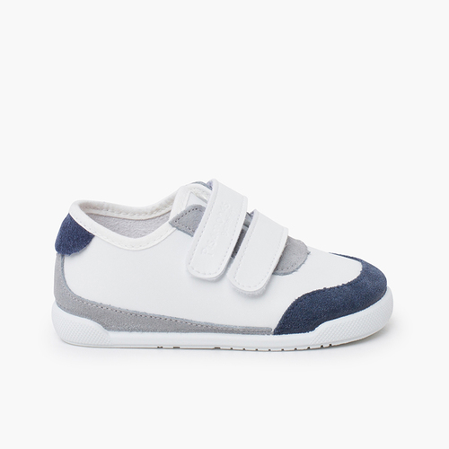 Sapatilhas barefoot combinadas Branco e Azul Marinho