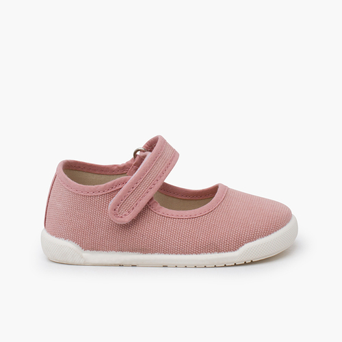 Merceditas barefoot lona canvas tira aderente Rosa Velho