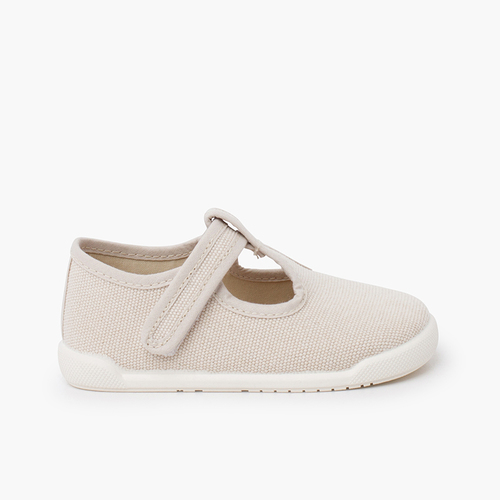 Pepitos barefoot lona canvas tira aderente Cru