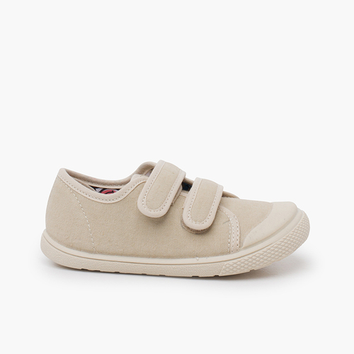 Sapatilhas lona barefoot biqueira borracha Bege