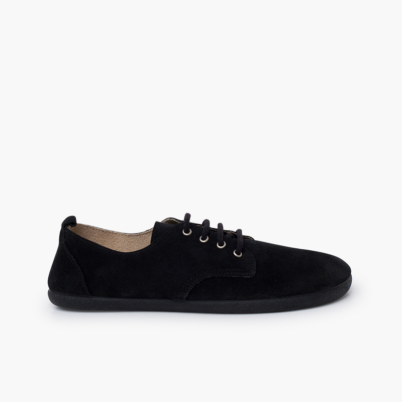 Sapatos blucher atacadores barefoot camurça Preto