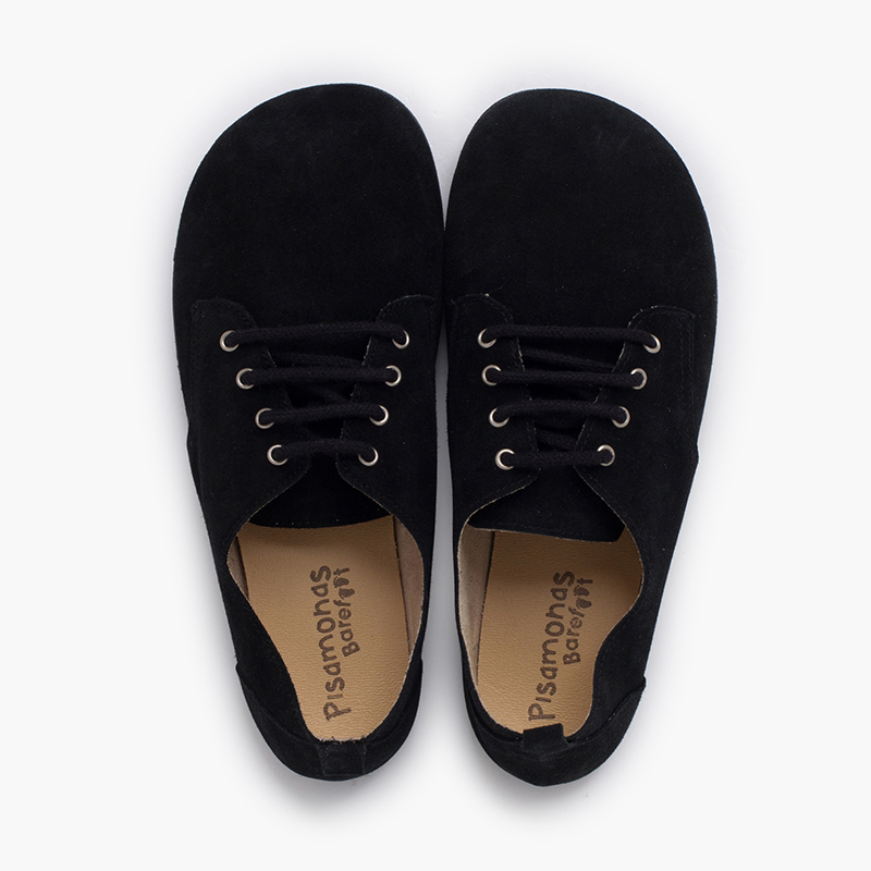 Sapatos blucher atacadores barefoot camurça Preto